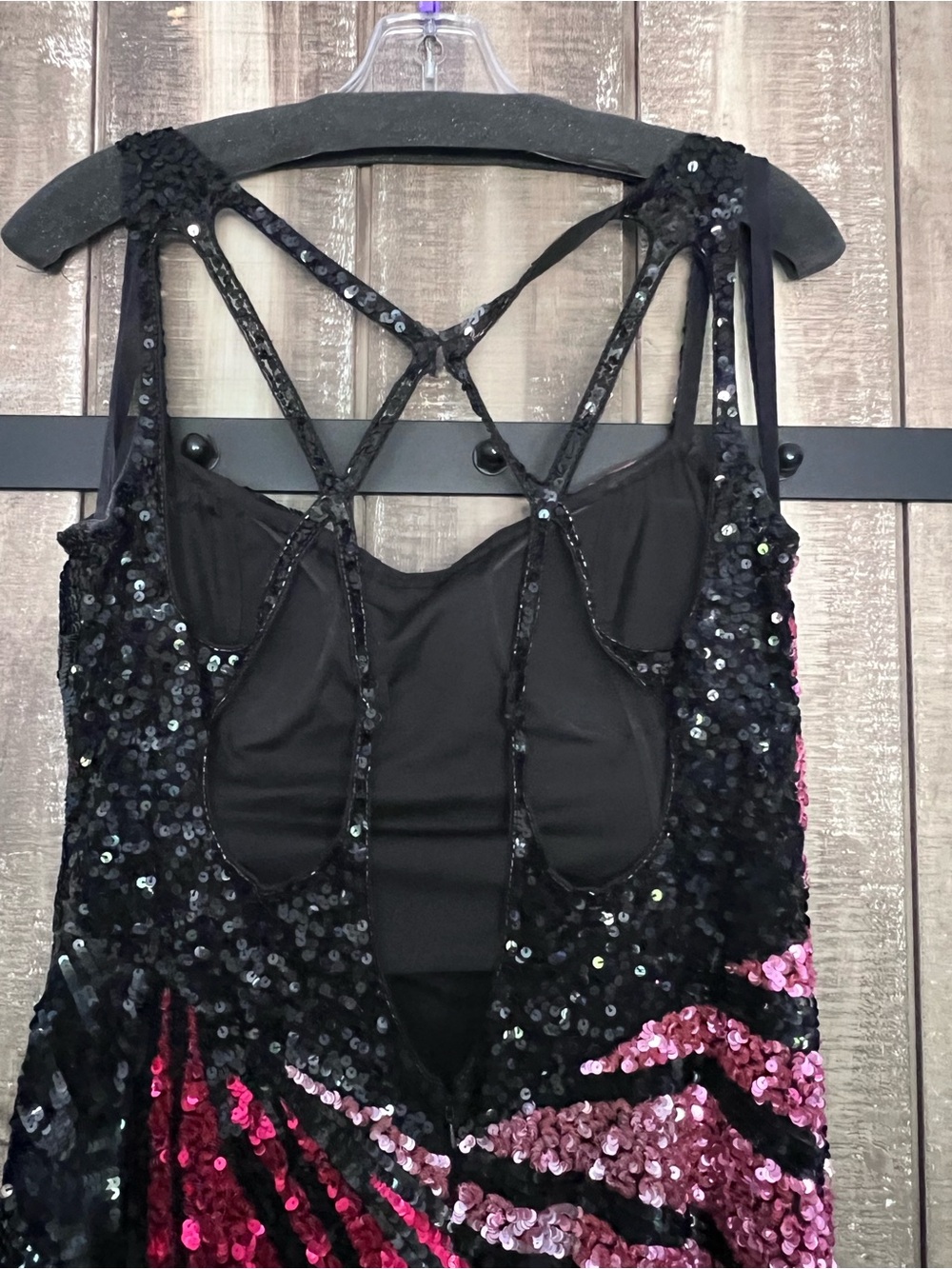 Sequin Ombre Formal Dress — Pink & Black, Size 16 - Picture 5 of 7